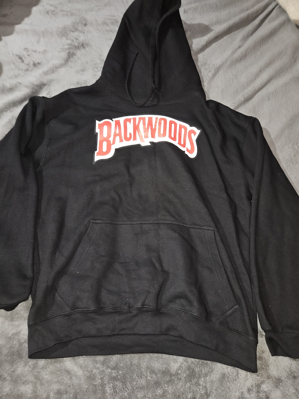 Black Hoodie with Red Logo - Men’s Pullover Sweater
